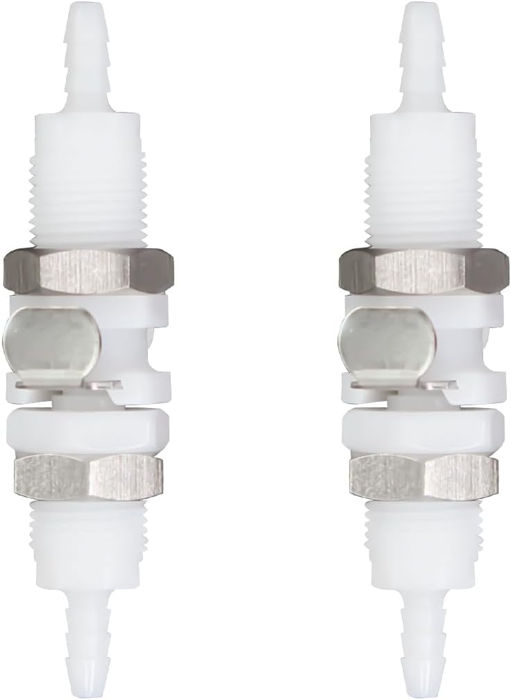 BBTUS 2Pcs 1/8" 3/16" 1/4" Plastic Hose Quick Connector with Shut-Off valve Panel Mounting Hose Tube Connector，Male Female Quick Connect Fittings (2 Male+ 2 Female) (1/8") - Image 1